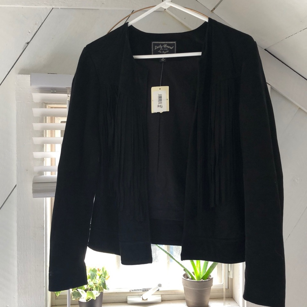Lucky Brand Suede Leather Fringe Jacket